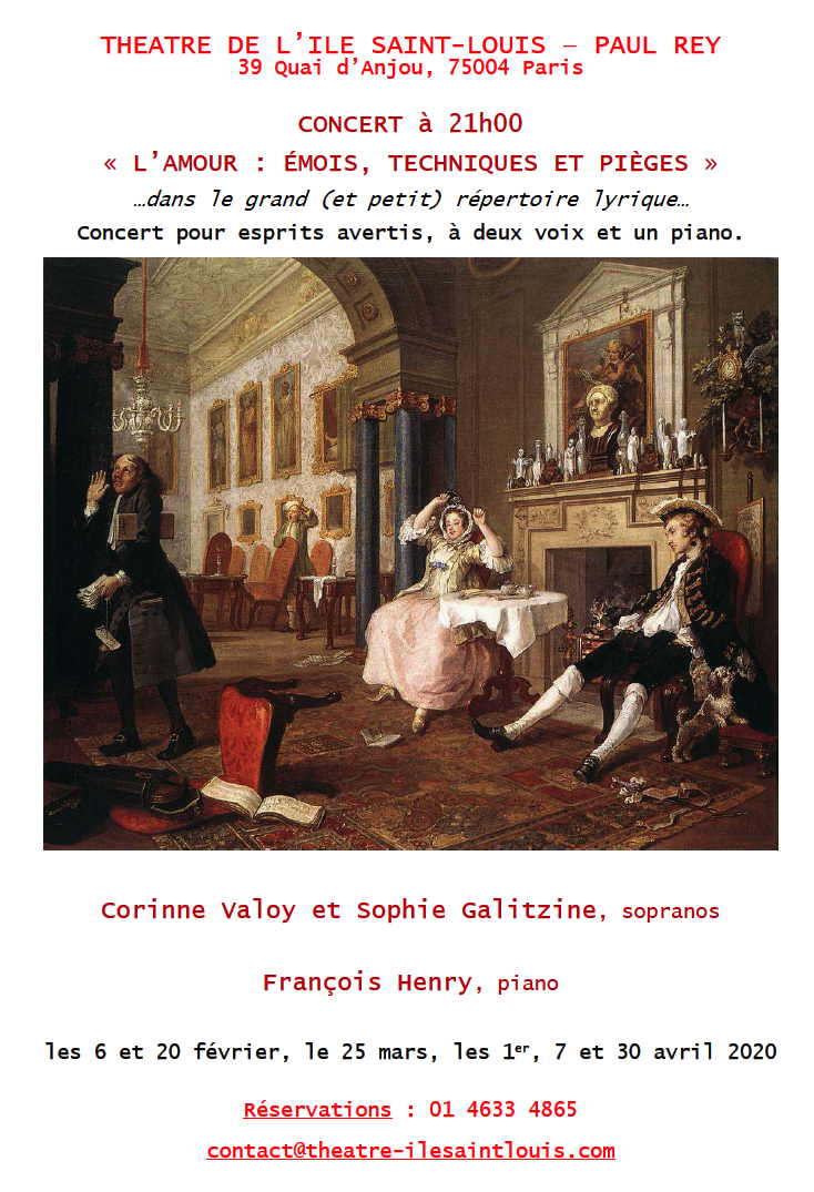 Affiche. Paris. L’amour - émois, techniques et pièges …dans le grand (et petit) répertoire lyrique… 2020-02-06